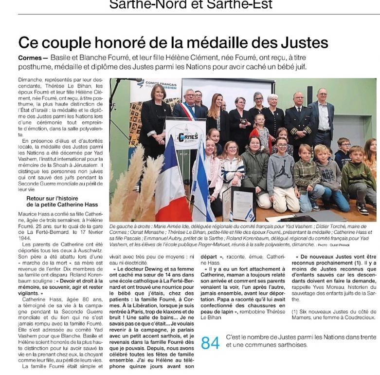 Article Ouest France du 26/11/2024